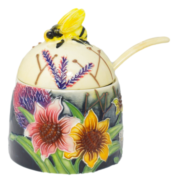 Honey Pot Jam Jar 1364 Poppy Fields Floral Flowers Preserves Sauces Spoon Old Tupton Ware